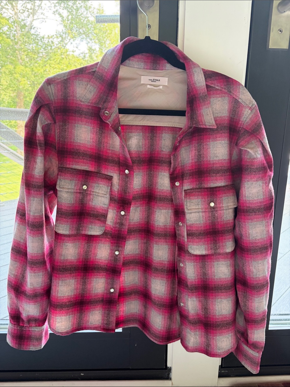 Isabel Etoile Pink Plaid Reosi Front Snap Long Sleeve Shirt